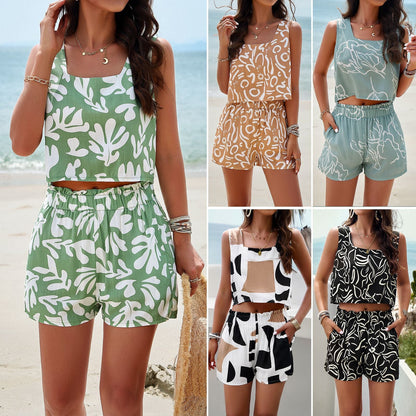 Casual Chic Floral Tank Top And Shorts Set