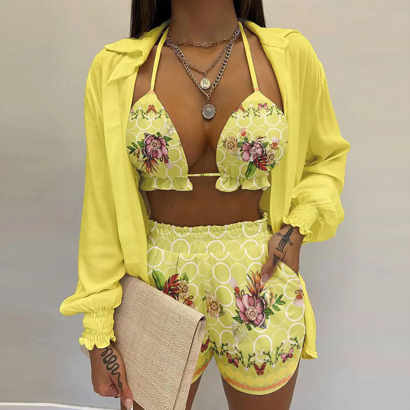 Women's Stylish Floral Print Tank Top and Shorts Set