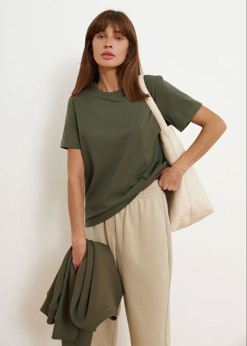 Crew Neck Cotton Tee Soft Breathable Fabric