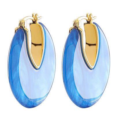 Fashionable Geometric Resin Hoop Earrings For Elegant Occasions