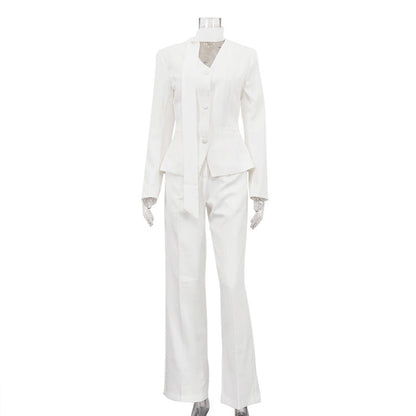 Fashion Commuter V-Neck Long Sleeve Cardigan & Wide Leg Pants Set