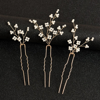 Handmade Pearl Hair Pins U-Shaped Hair Forks Wedding Party Accessories