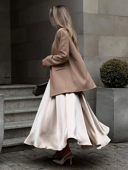 Elegant High-Waisted Satin Maxi Skirt for Women