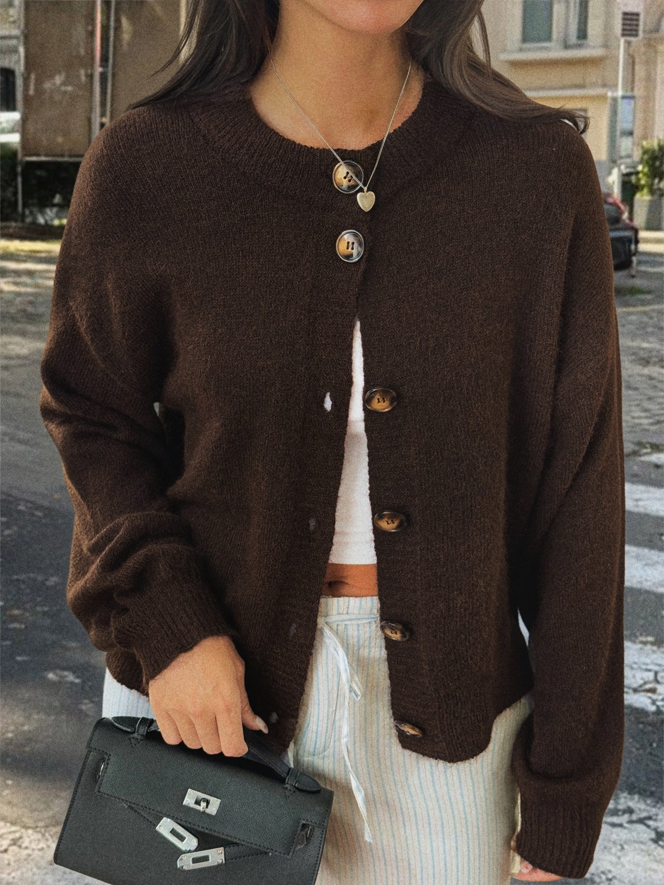 Minimalist Long Sleeve Button Down Knit Cardigan