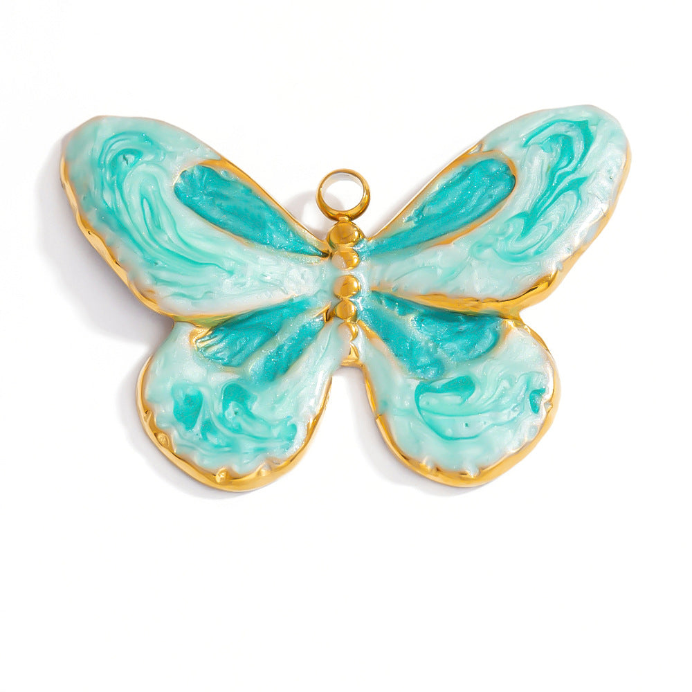 DIY Gradient Butterfly Flower Stainless Steel Pendants