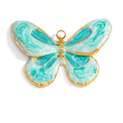 DIY Gradient Butterfly Flower Stainless Steel Pendants