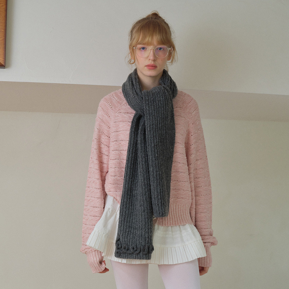 3D Handmade Crochet Letter Solid Color Scarf for Women