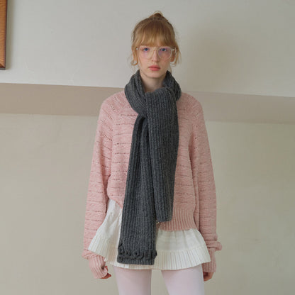 3D Handmade Crochet Letter Solid Color Scarf for Women