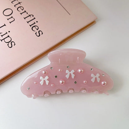 2+Pink Bow Knot Sweet Cute Hair Claws