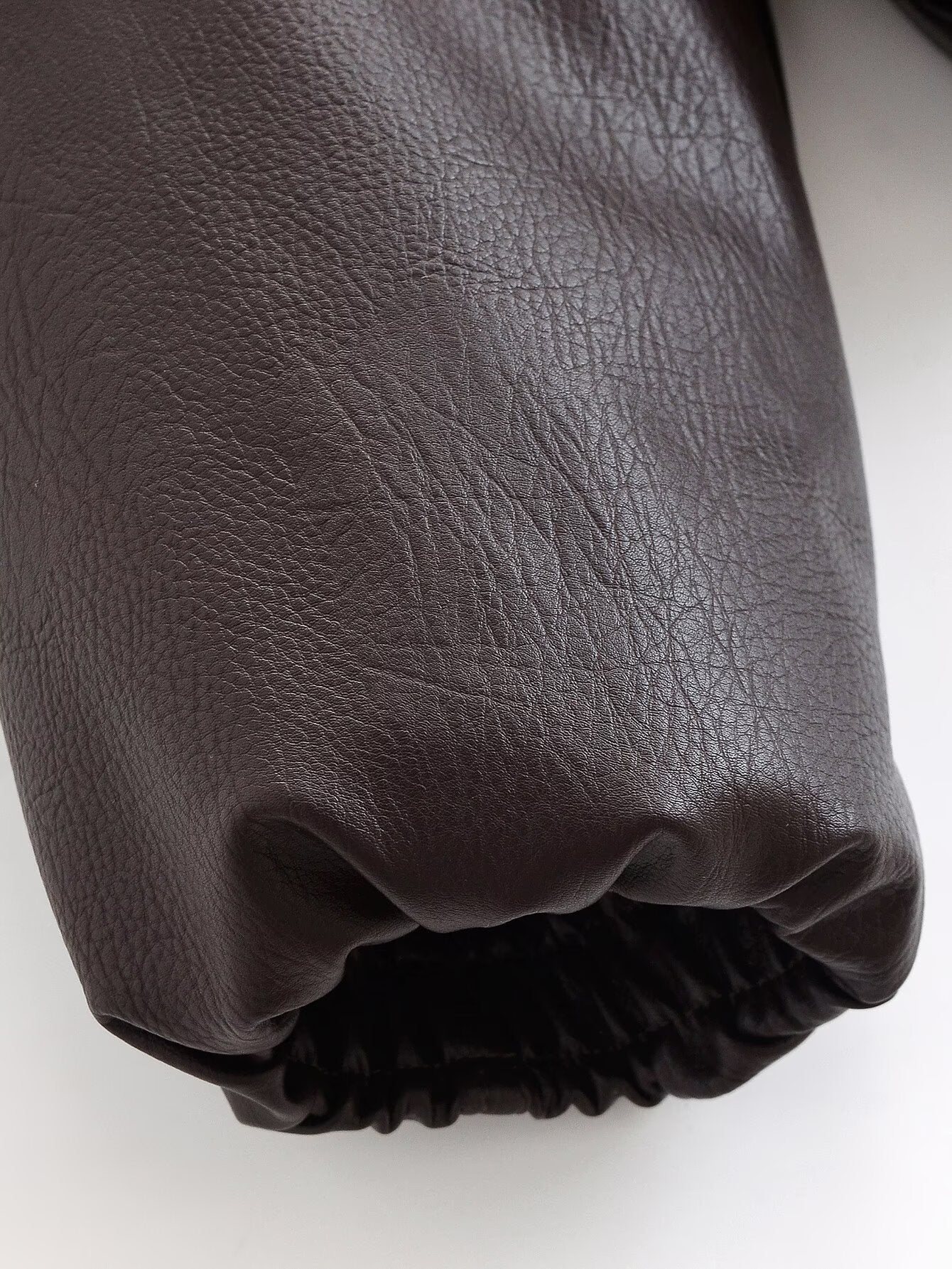Simple Zipper Lapel Oversize Leather Jacket