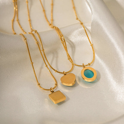 Blue Gemstone Square Necklace
