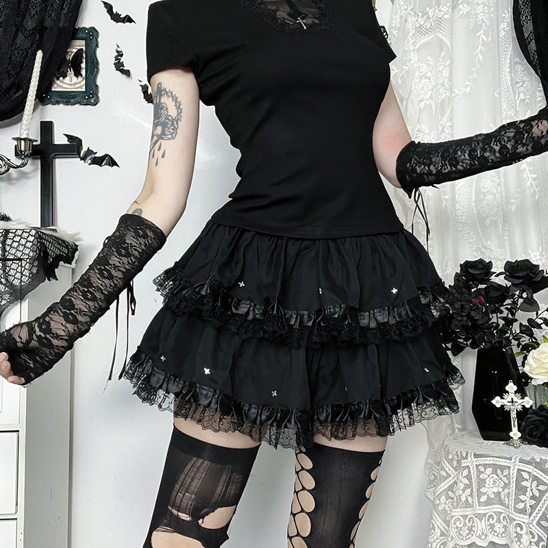 Subculture Starry Tulle Skirt Pants Black Street Style