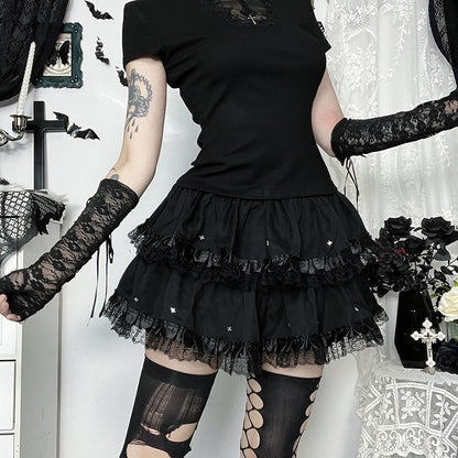 Subculture Starry Tulle Skirt Pants Black Street Style