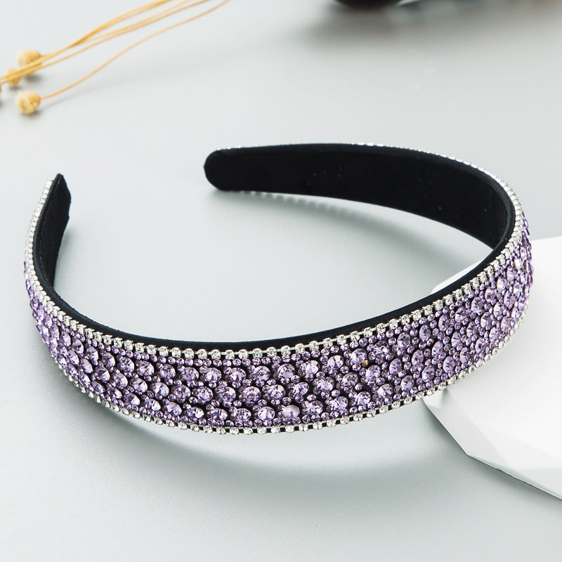 Colorful Rhinestone Wide Headband Elegant Fashion Hair Accessory