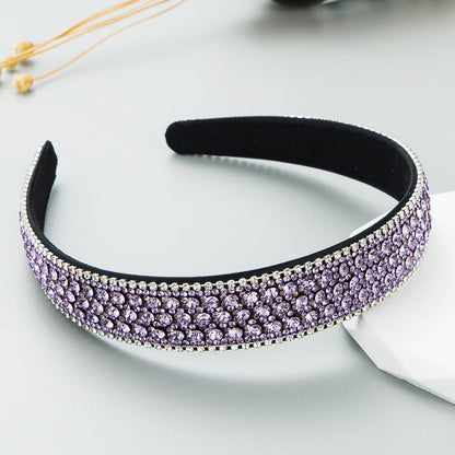 Colorful Rhinestone Wide Headband Elegant Fashion Hair Accessory