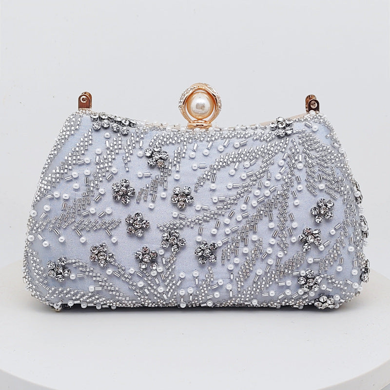 Embroidered Evening Clutch Bag in Silk for Weddings and Parties
