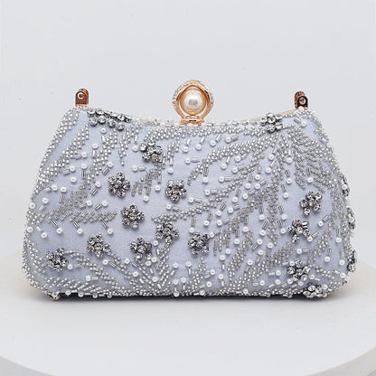 Embroidered Evening Clutch Bag in Silk for Weddings and Parties