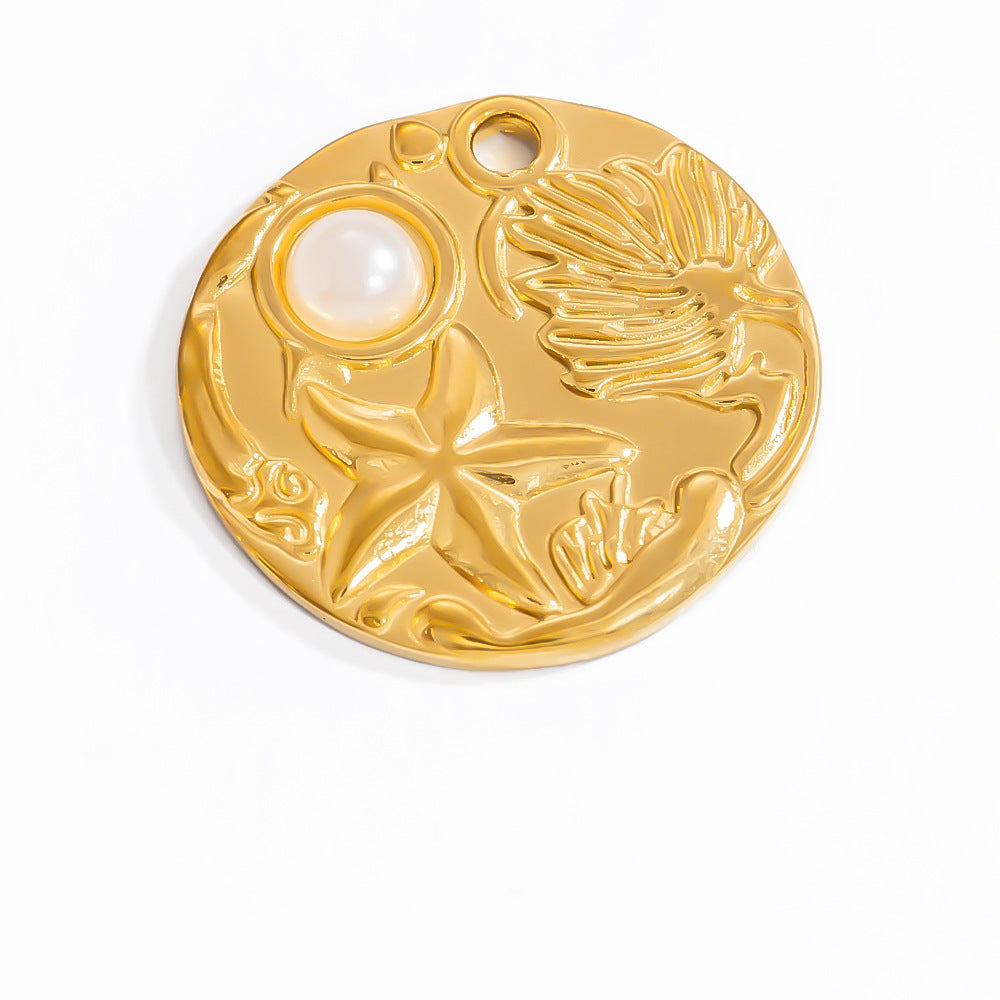 DIY Jewelry Accessories 18K Gold-Plated Stainless Steel Ocean-Inspired Bracelet Necklace Earring Pendant