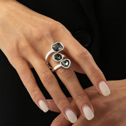 Geometric Acrylic Diamond Ring Set Trendy Fashion Rings