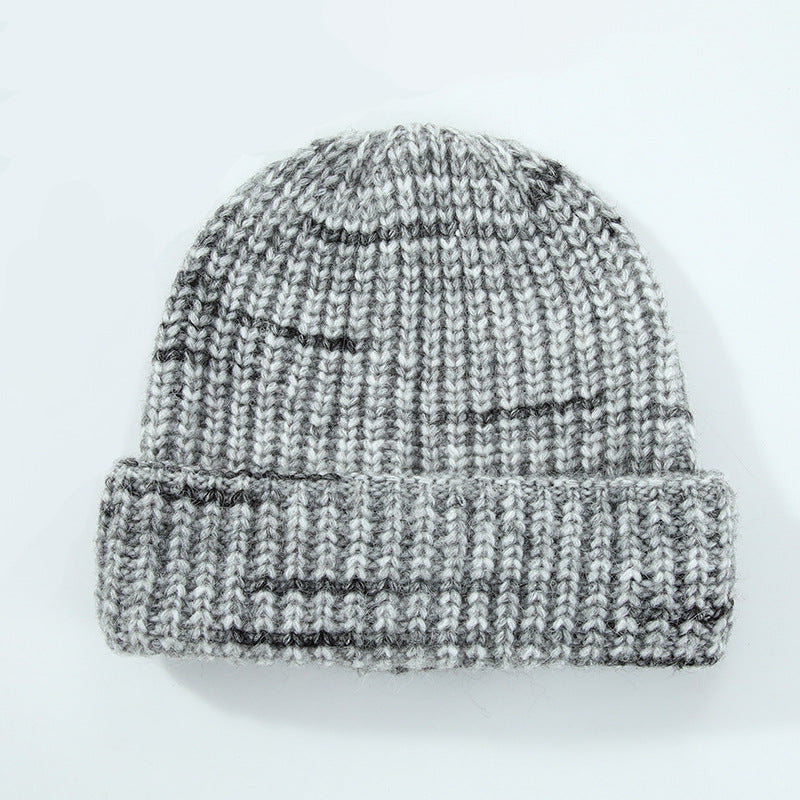 Striped Color Block Simple Warm Cuffed Beanie