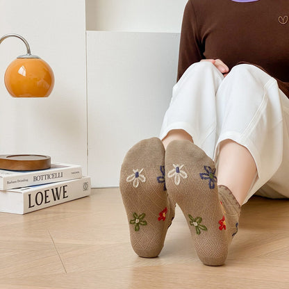 Rufia - Floral Grid Short Ankle Socks