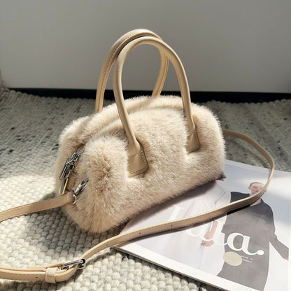 Vintage Winter Furry Faux Fur Tote Bag