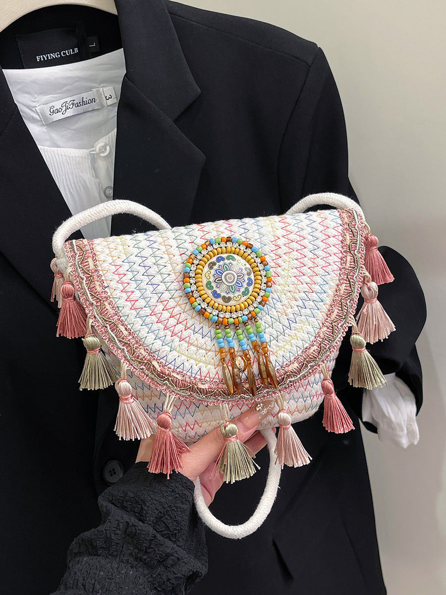 Casual Woven Shell Bag Trendy Beach Bag for Women