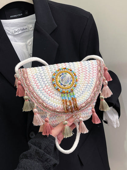 Casual Woven Shell Bag Trendy Beach Bag for Women