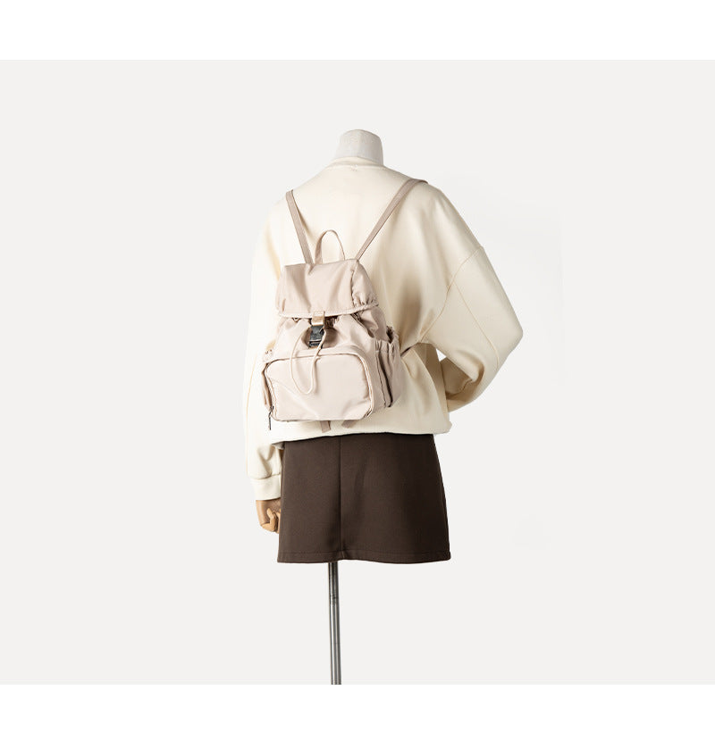 Trendy Solid Color Nylon Drawstring Backpack