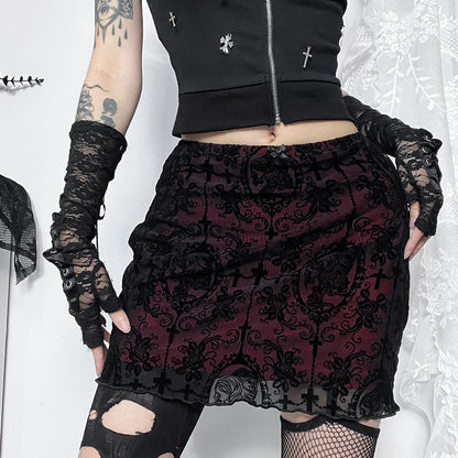 Black Velvet Bodycon Skirt Double Layered for Casual Chic