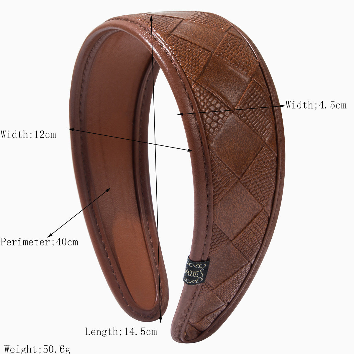 Trendy Wide-Band Leather Check Headband for Fashionistas