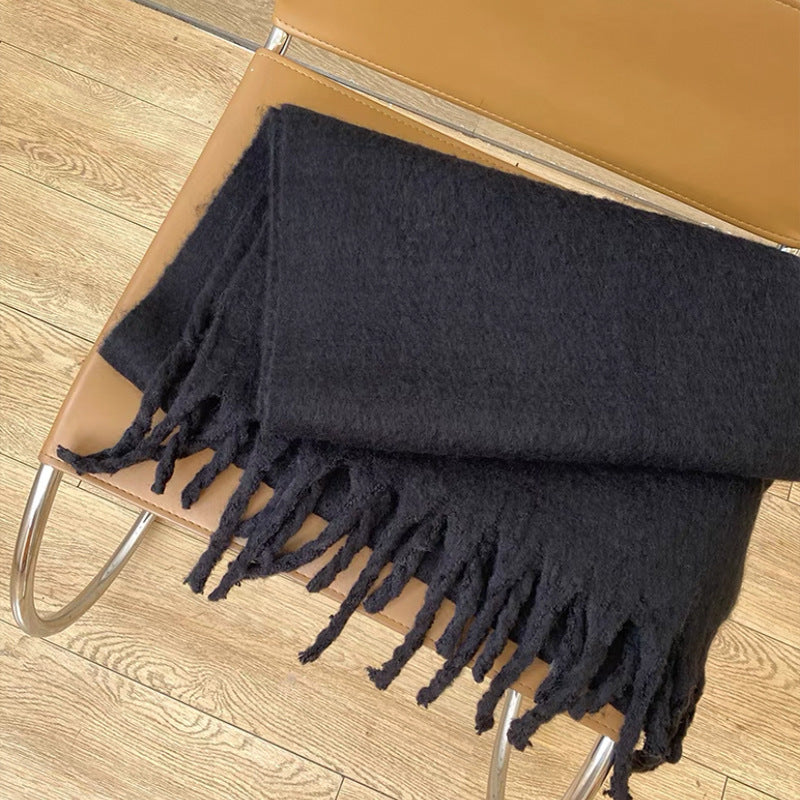 2+ Solid Color Tassel Mohair Scarves