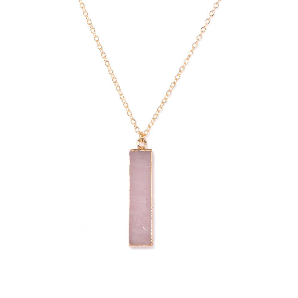 Irregiular Pink Crystal Pendant Simple Neckalces