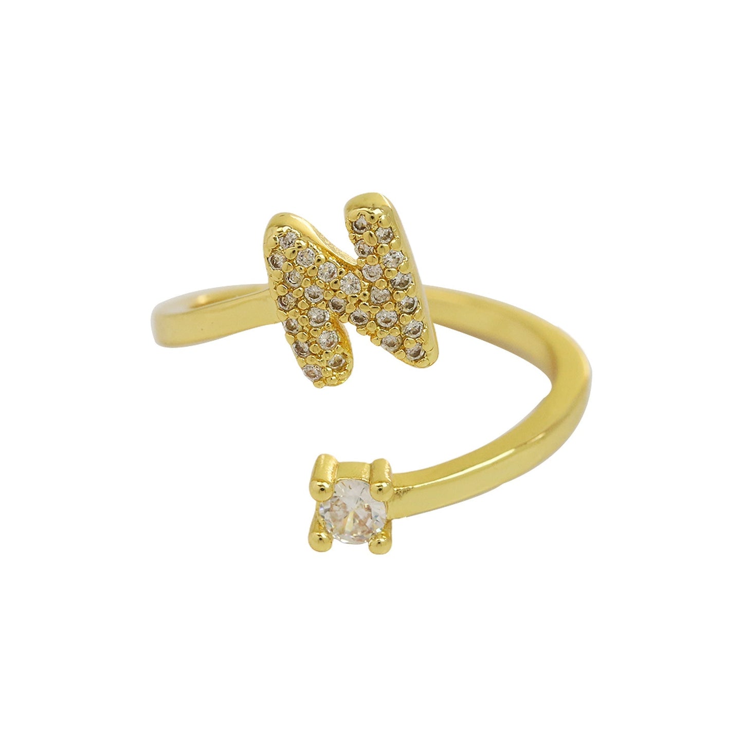 Letters AâZ Sparkling Zircon Adjustable Ring