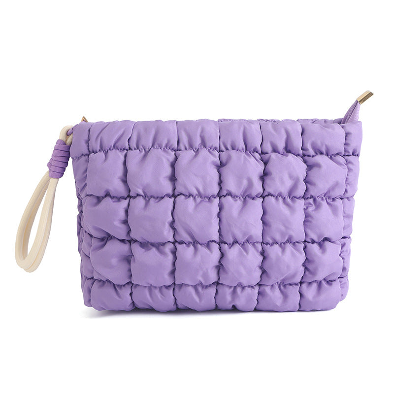 Puffer Quilted Solid Color Portable Cosmetic Bag