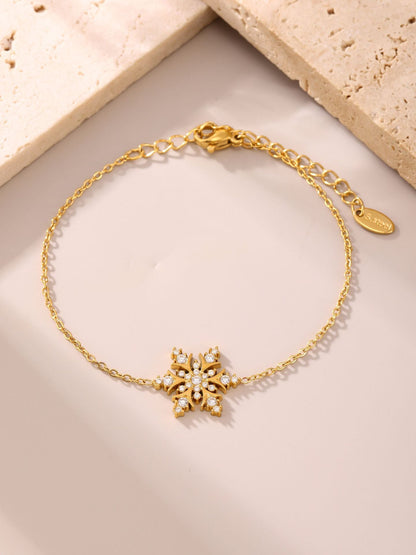 Sparking Cubic Zirconia Snowflake Chain Bracelet