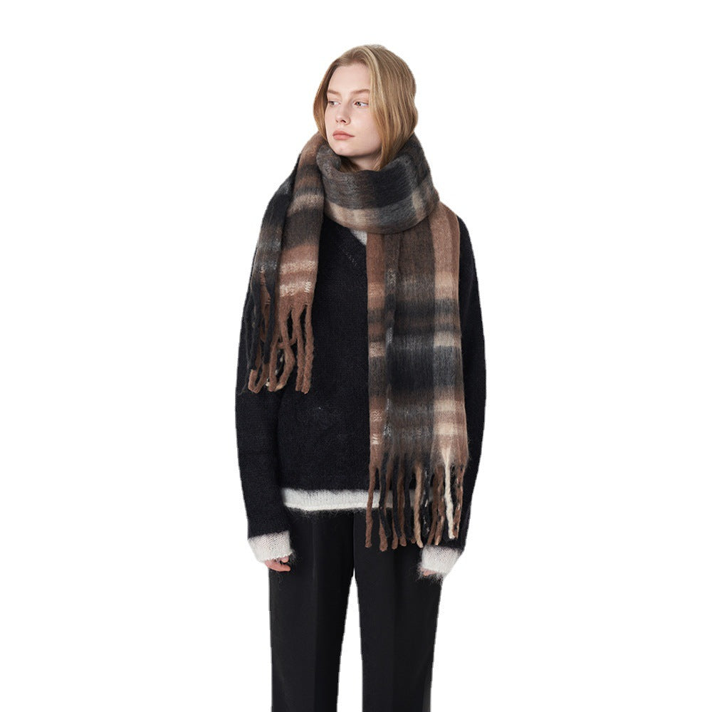2+ Plaid Tassel Mohair Scarves
