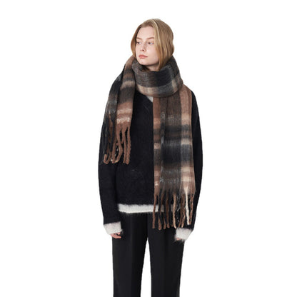 2+ Plaid Tassel Mohair Scarves