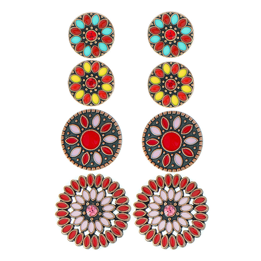 Colorful Bohemian Flower Drop Earrings Stylish Zinc Alloy Jewelry