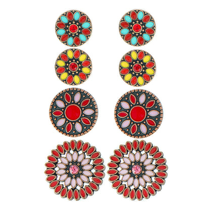 Colorful Bohemian Flower Drop Earrings Stylish Zinc Alloy Jewelry