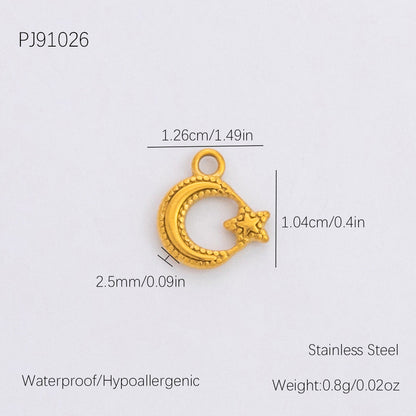 Vintage DIY 18K Gold Plated Stainless Steel Bow Star Heart Pendant