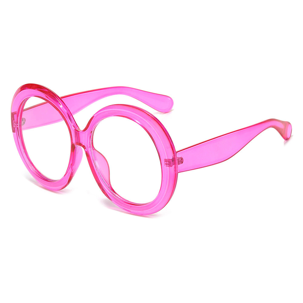 Oversized Round Frame Sunglasses with Anti-Blue Light Lenses