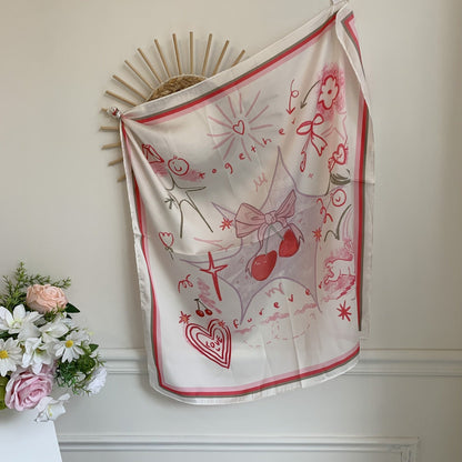 Love Flower Colorful Print Square Scarf