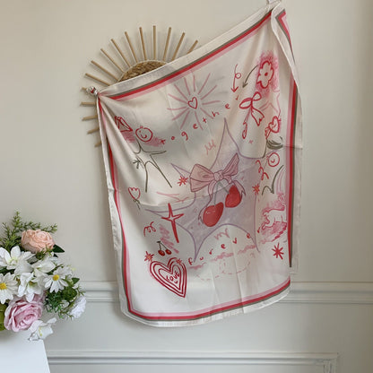 Love Flower Colorful Print Square Scarf