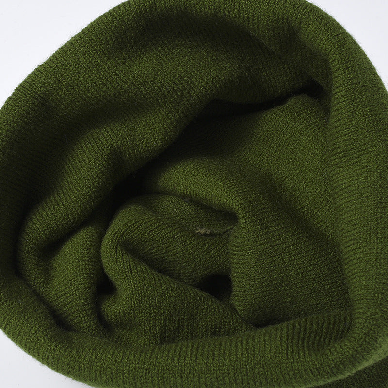 Stripe Contrast Color Stretch Pom Beanie