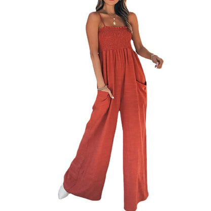 Trendy Solid Color Slim Fit Jumpsuit with Pockets