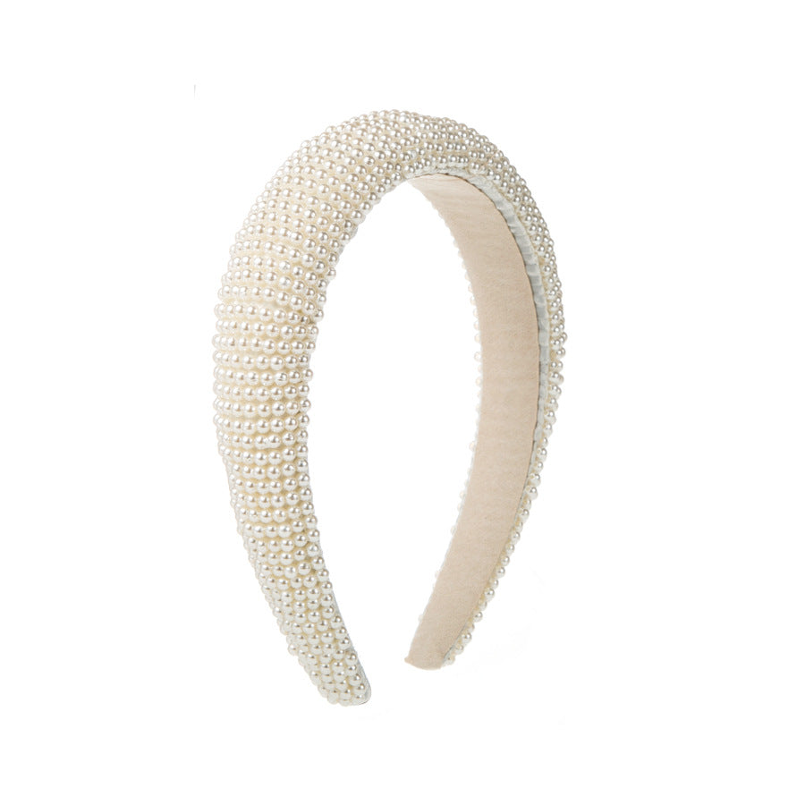 Vintage Style Pearl Headband Handmade Beaded Hairband for Casual Outings