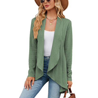 Autumn And Winter New Long Sleeved Solid Color Loose Cardigan Top Women'S Knitted Coat