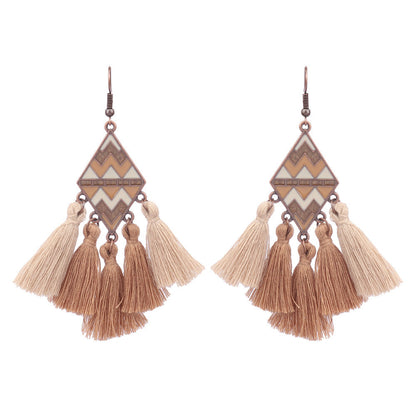 Trendy Vintage Boho Tassel Earrings Alloy Drop Dangle Jewelry Set