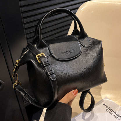 Minimalist Leather Top Handle Shoulder Bucket Bag